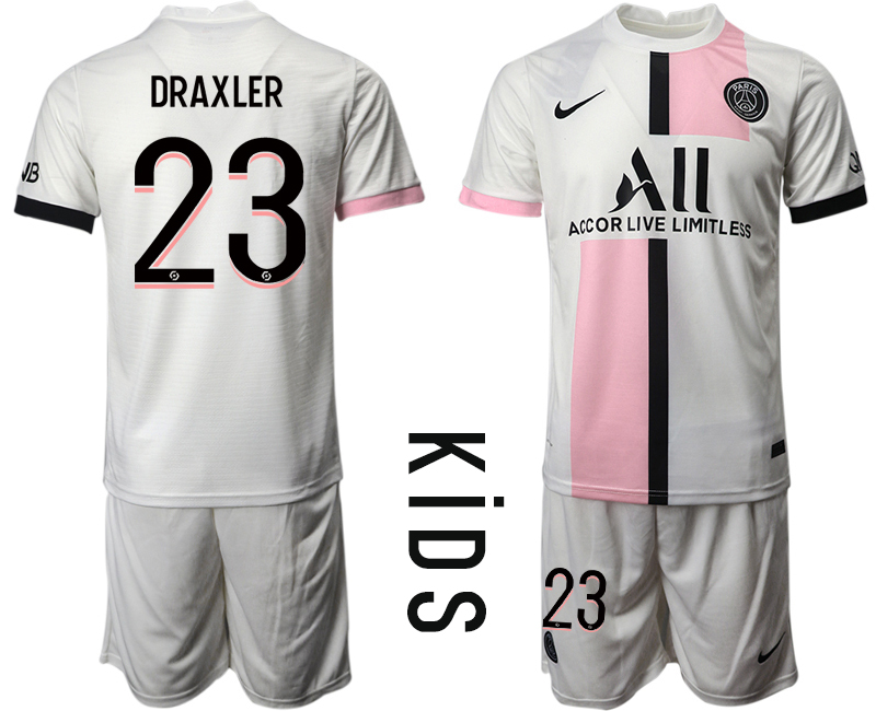 Youth 2021-2022 Club Paris St German away white #23 Soccer Jersey->youth soccer jersey->Youth Jersey